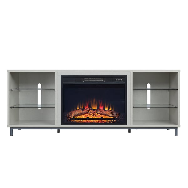Manhattan Comfort Brighton 60" Fireplace with Glass Shelves and Media Wire Management in Beige FP4-BG - main